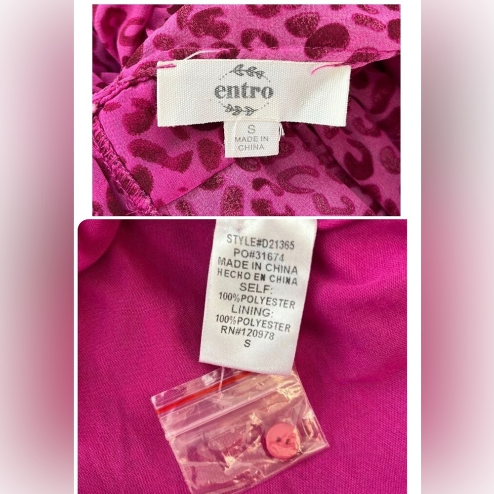 Entro Pink Leopard Tie Neck Mini Dress NWOT Small - Picture 7 of 8